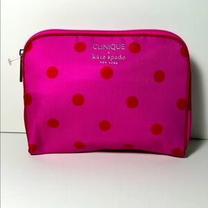 Kate Spade Clinique Pink Polka Dot Cosmetic Bag NWOT
